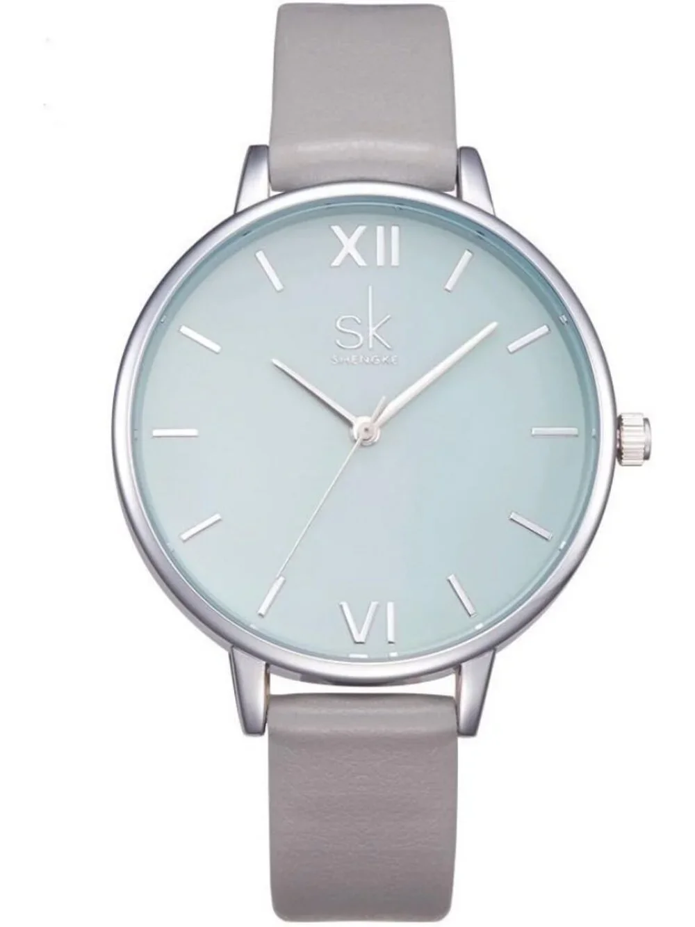 Women's Grey Creative Simplicity Genuine Leather Ladies Elegant Wrist Watches